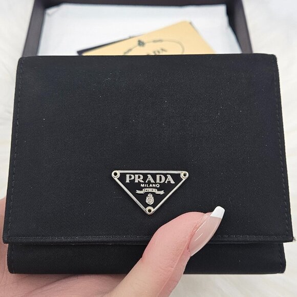 Prada Black Nylon and Leather Trifold Wallet - Picture 9 of 17